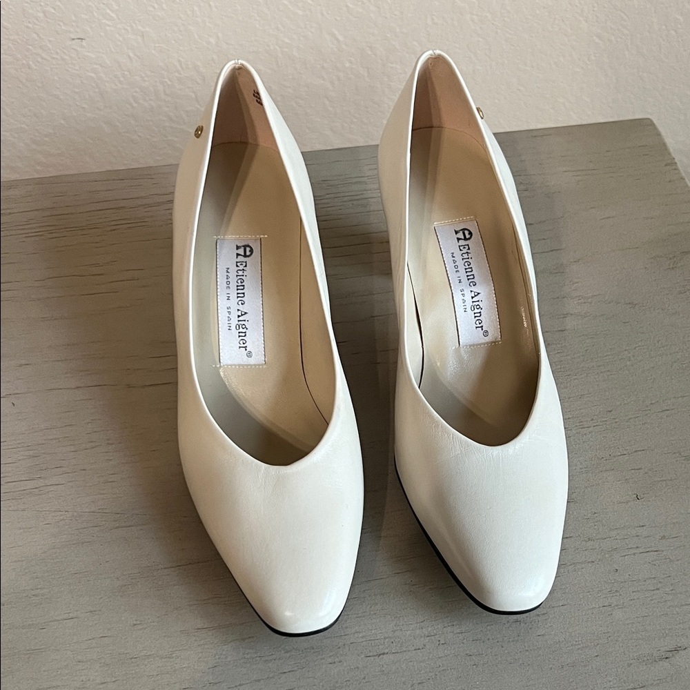 Etienne Aigner Cream Heels